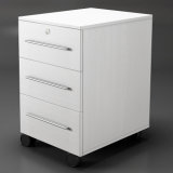 White Color Office File Storage 3 Drawer Wooden Mobile Cabinet