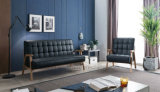 Japanese Wooden Frame Leather Sofa
