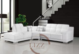 White Color Genuine Leather Corner Sofa