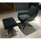 Fabric Type Swivel Chair with Ottoman for Footrest