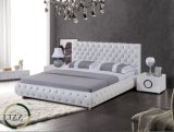 Best Sell Wooden White Leather Double Bed