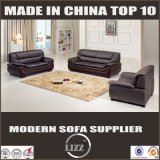 Lizz Furniture Brown Color Leather Sofa with Solid Wood Arms
