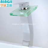 LED Light Glass Waterfall Single Handle Basin Batheoom Faucet