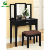 Black Mirrored Dressing Table with Drawers