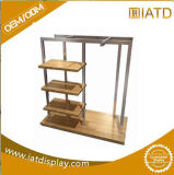 Metal and Wooden Clothes Display Rack and Shelf