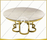 Modern Dining Table with N Gold Teapoy Flower Shape Base