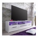 TV Stand in White with Gloss Front and LED Lighting