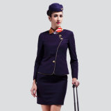 Factory Women Fashion Dark Purple Airline Stewardess Uniform Slim Dress