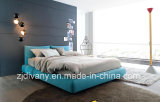 European Style Bedroom Wooden Leather Fabric Bed (A-B42)