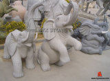 Grey Granite Stone Elephant Carving Garden Decortion Sculptures