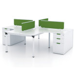 4 Seater Modular Workstation with Difference Color Fabric Type Partition