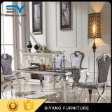Dining Furniture Metal Dining Table Set Black Glass Dining Table