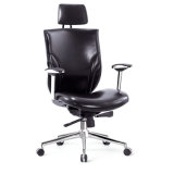 High Back Office Leather Chair with Metal Chrome Finished Frame