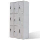 Metal Storage Lockers Gray 9 Door Steel Security Cabinet Bin Break Room Business