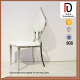 White PU Leather Stainless Steel Frame Queen Dining Chair