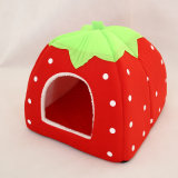 Soft Cat House Foldable Leopard Strawberry Dog Bed