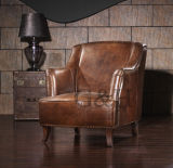 Upholstered Leather Sofa Set/Retro Vintage Style Genuine Leather Furniture