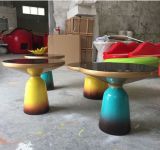 Creative Personality Coloured Drawing or Pattern Glass Fiber Reinforced Plastic Table Manufacturer Supply Round Tea Table Table (M-X3740)