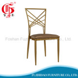 Modern Cross Back Gold Metal Wedding Chair with Cushion