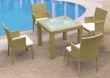 5 PCS Set Square Dining Set Rattan Table and Chairs Garden Furniture