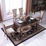 Most Popular Brushed Rose Golden Steel Dining Table with Chairs