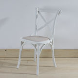 Wood Rattan Chair White Color