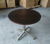 Stainless Steel Base Round Wooden Top Restaurant Dining Table (SP-RT605)