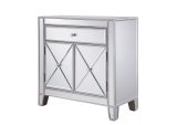 W/1 Drawers/2 Doors /Antique Silver/Clear Mirror Cabinet