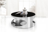 Round Coffee Table with Mirror Silver Stainless Steel Base