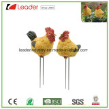 Polyresin Mini Rooster and Hen Figurines Garden Pot Stakes for Home Decoration