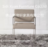 Modern Furniture Stainless Steel Frame Leather Dining Chair with Armrest Leisure Chair