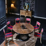 Classical Style Wooden Table with Metal Leg and Chair with Leather (SP-CT792)