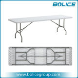 8FT Rectangle Fold Plastic Table with 1 Piece Top