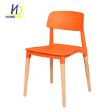 Cheap and Strong Big Loading Ability Wood Legs Plastic Outdoor Dining Chairs