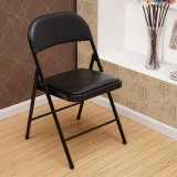 Black Metal Folding Chair with Vinyl PU Leather Seat Yc-P11-01