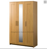 Customized Modern Wooden Bedroom Wardrobe with Mirror (ST0069)