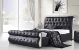 Classic High Headboard Modern Leather Queen-Size Bed