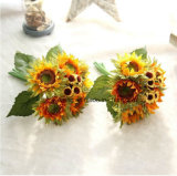 High Hand-Feeling Silk Sunflower Bouquets Festival Decoration Low Quanlity Artificial Flowers Silk Fake Sunflower
