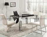 Elegant Black Marble Dining Table with Strong Stainless Steel Legs