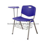 Student Plastic Chair with Writing Board and Bookcase, Student Study Tablet Training Chair