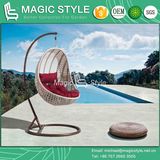 Outdoor Wicker Hammock with Cushion Patio Wicker Swing Rattan Weaving Swing Garden Rattan Hanging Chair Wicker Weaving Balcony Swing