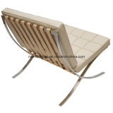 Modern Mies Style Leather Barcelona Living Room Lounge Chair & Ottoman