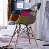Wing High Back Multicolor Patchwork Armchair Chair with Foot Stool Retro Design