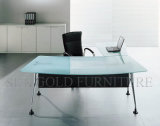 Modern Office Furniture Glass Desk with Steel Foot Design (SZ-OD222)