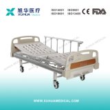 Moveable Two Cranks Manual Hospital Bed with Folding Guardrails (Wooden Color)