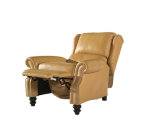 Luxury Blue Leather Push Back Recliner