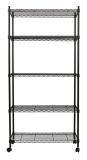 Black Epoxy Coated 5 Tiers Home Storage Metal Wire Shelf Shelving Cart with 1.5