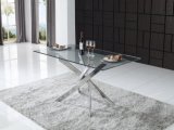 Modern Stainless Steel Cross Chrome Leg Dining Table