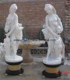 White Marble Stone Carved Human Garden Sculpture for Outdoor