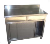 Stainless Steel Kitchen Table with Two Drawers and Back Splash